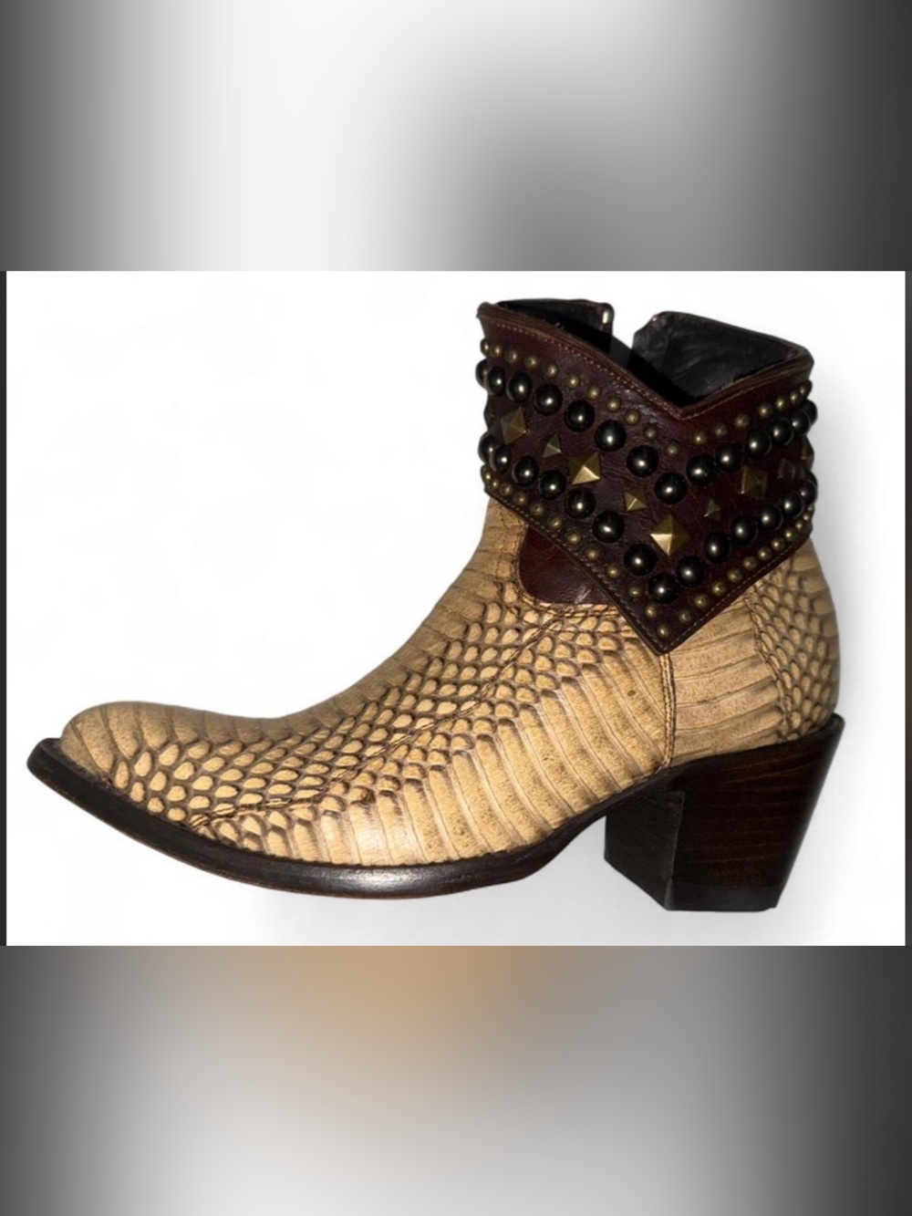 Old Gringo Mini Belinda Real Leather and Python Snakeskin Ankle Cowboy Boots